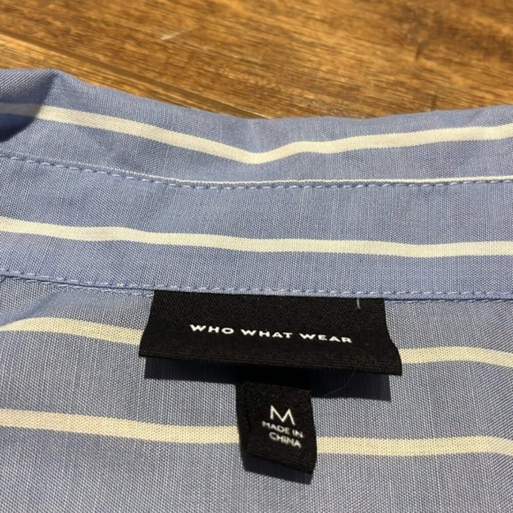 Who what wear blue and white stripped short sleeve frilly blouse - Picture 5 of 7
